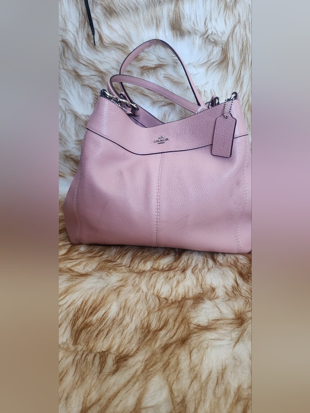 Coach Blush Pink Pebbled Leather Shoulder Tote